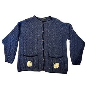 VTG Blarney Woollen Mills Pure Irish Wool Sheep Pocket Cardigan – Women’s M/L